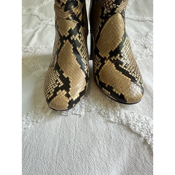 Tory Burch NWOT Pull On Knee High Snake Embossed Leather Boots Sand Drift Sz 6.5 - Picture 6 of 7